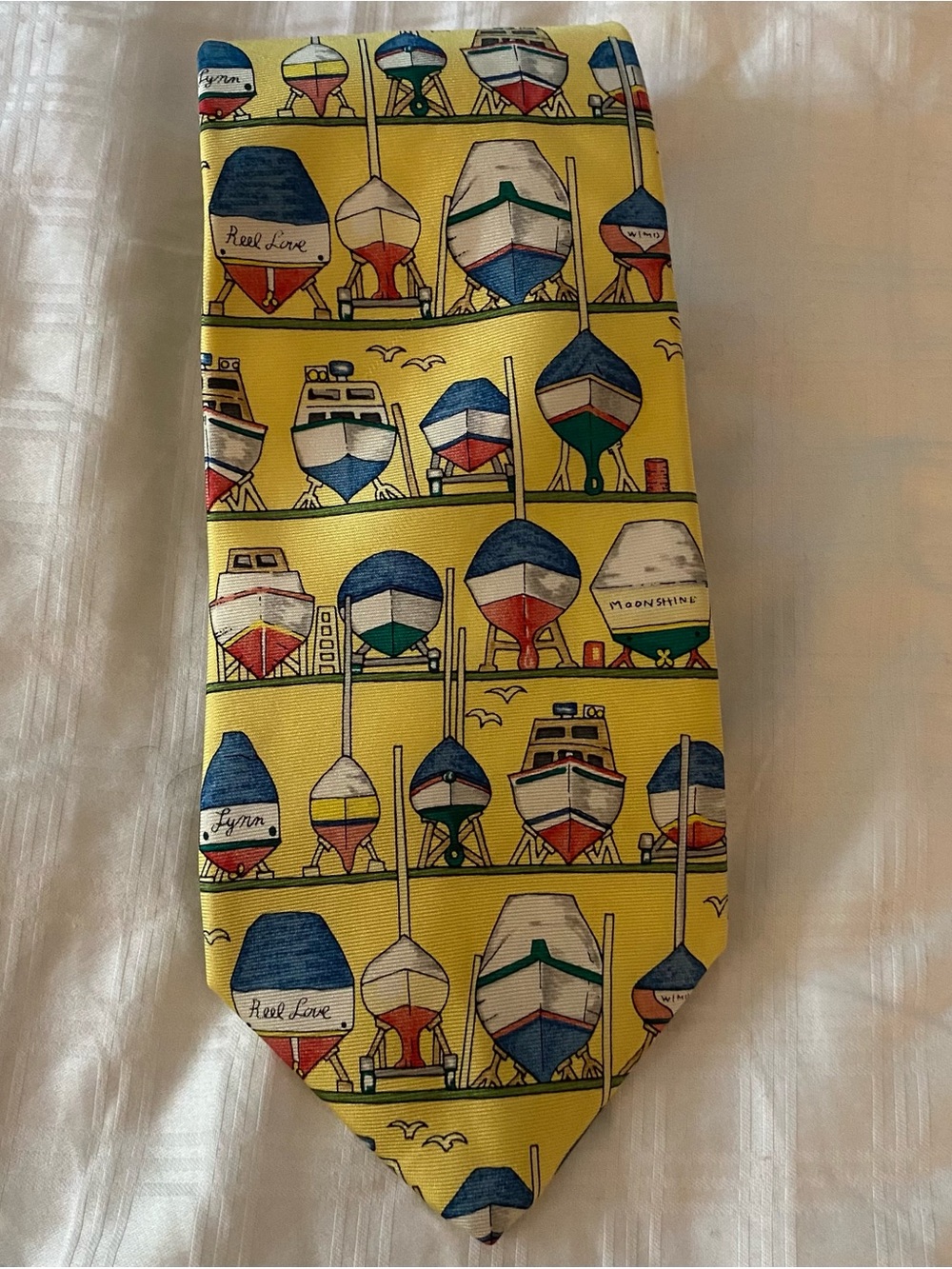 Alynn Neckwear 100% Silk Necktie “Winter storage” Boats Creative American Design